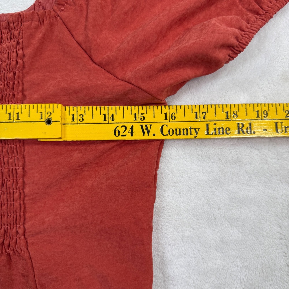 Kirious Los Angeles Rust Orange Corset‎ Crop Top Smocked Back Puff Sleeve Medium - Picture 5 of 5